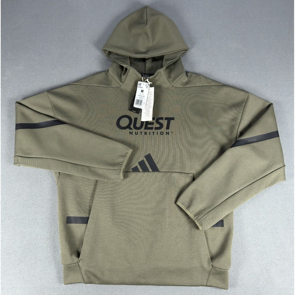 Adidas Hoodie Medium Olive Green Quest Nutrition ZNE Premium Bodybuilding New
